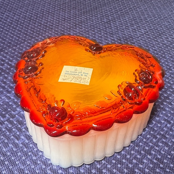 Fenton Art Glass trinket box Fenton Gift Shop in Williamstown WV Heart-Shaped
